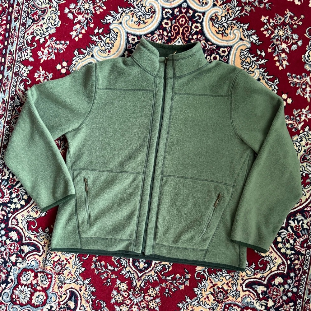 Reversible Women’s Large Vintage Northern Reflections Green Thick Zip Fleece